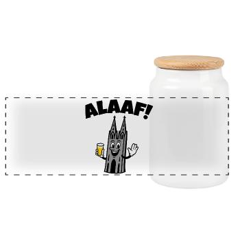 Alaaf Kolner Dom - Panorama Keksdose mit Holzdeckel - Weiß - Vorne