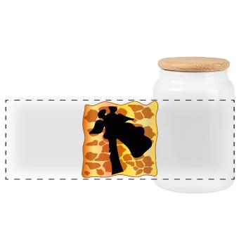 MOTIF GIRAFE RAFF - Boîte à biscuits avec couvercle en bois - blanc - Devant