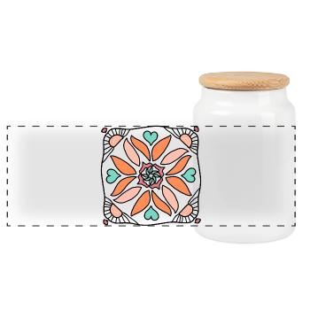 Mandala du Soleil - Boîte à biscuits avec couvercle en bois - blanc - Devant