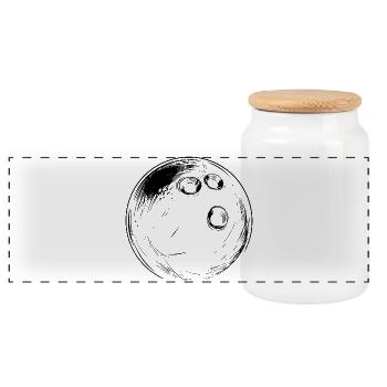 Bowling Drawing - Panoramic Cookie Jar with Wooden Lid - white - Front