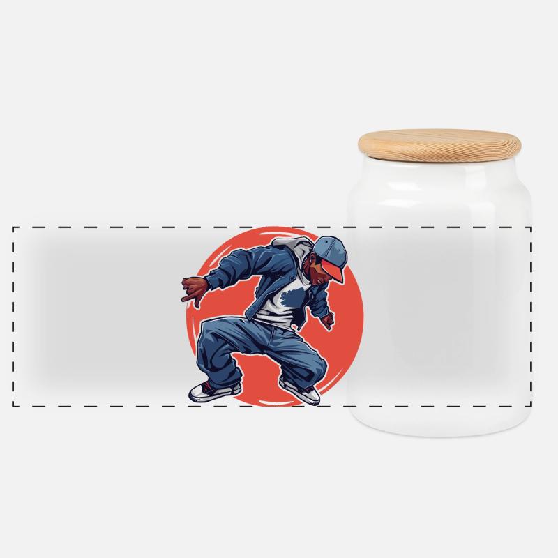 Breakdancing - Panorama Keksdose mit Holzdeckel - Weiß