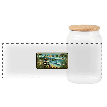 Ambiance Reggae Jamaïque - Boîte à biscuits avec couvercle en bois - blanc - Devant