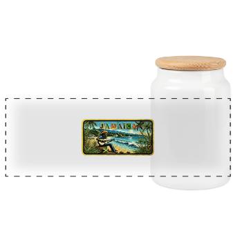 Ambiance Reggae Jamaïque - Boîte à biscuits avec couvercle en bois - blanc - Devant