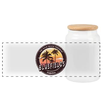 Bluefields Jamaïque – Palm Beach Paradise - Boîte à biscuits avec couvercle en bois - blanc - Devant