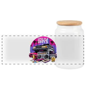 Gute Alte Zeiten Kassette 90er Retro Geschenk - Panorama Keksdose mit Holzdeckel - Weiß - Vorne