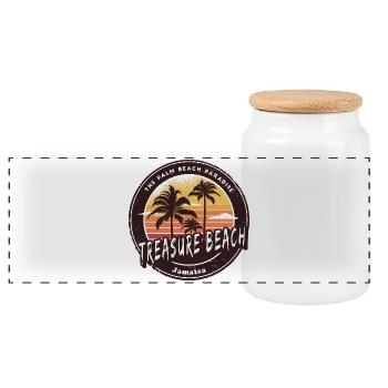Treasure Beach Jamaica Caribbean - Panoramic Cookie Jar with Wooden Lid - white - Front