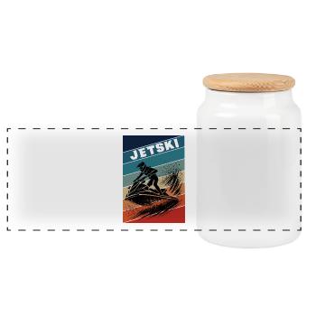 Vintage Jetski – Ride the Waves - Panorama Keksdose mit Holzdeckel - Weiß - Vorne