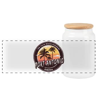 Port Antonio Jamaica - Caribbean Island Paradise - Panoramic Cookie Jar with Wooden Lid - white - Front