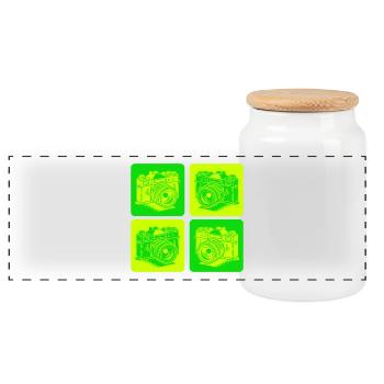 Camera – Pop Art Photography Camera - Panoramic Cookie Jar with Wooden Lid - white - Front