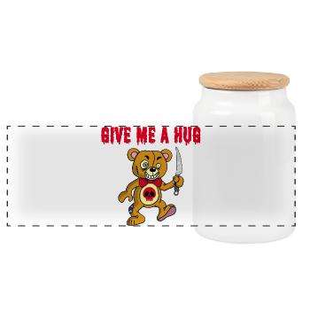 Ours en peluche psychopathe - Boîte à biscuits avec couvercle en bois - blanc - Devant