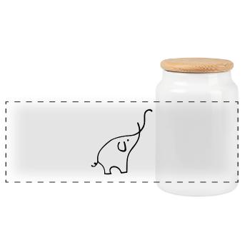 Éléphant - Boîte à biscuits avec couvercle en bois - blanc - Devant