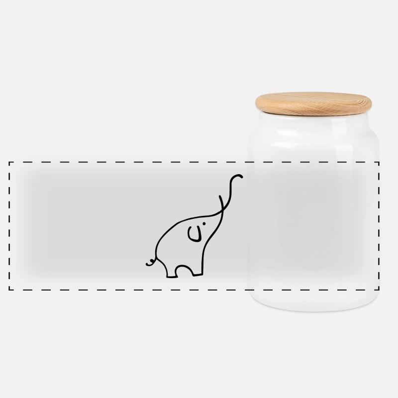 Elefant - Panorama Keksdose mit Holzdeckel - Weiß