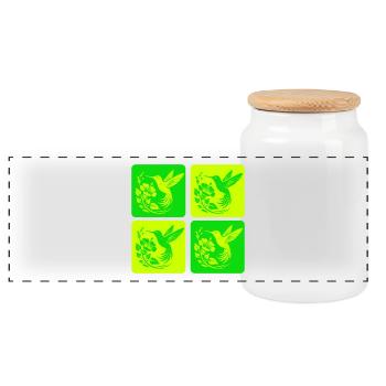 Colibri et fleur – Nature Design - Boîte à biscuits avec couvercle en bois - blanc - Devant
