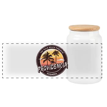Providencia Palmiers Plage Design - Boîte à biscuits avec couvercle en bois - blanc - Devant