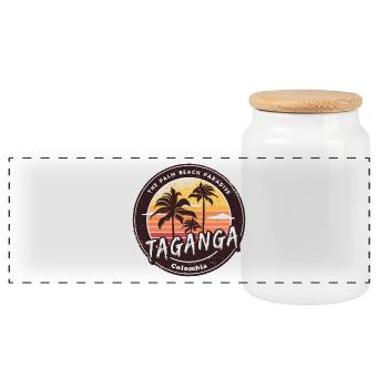 Taanga Palm Beach Design - Boîte à biscuits avec couvercle en bois - blanc - Devant
