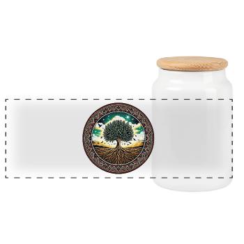 Roots of the homeland The olive tree - Panoramic Cookie Jar with Wooden Lid - white - Front