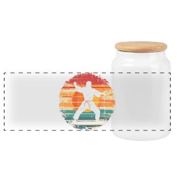 Karateka - Panorama Keksdose mit Holzdeckel - Weiß - Vorne