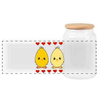 POULET DE PÂQUES COUPLE - Boîte à biscuits avec couvercle en bois - blanc - Devant