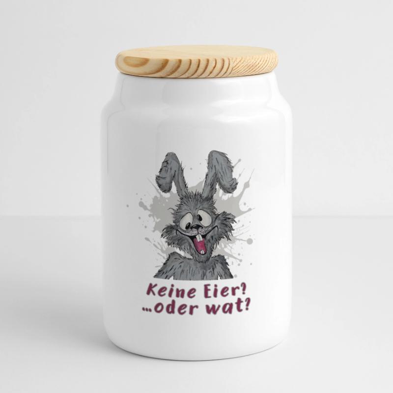 Keine Eier?….oder wat? Osterhase statement Panorama Keksdose mit Holzdeckel