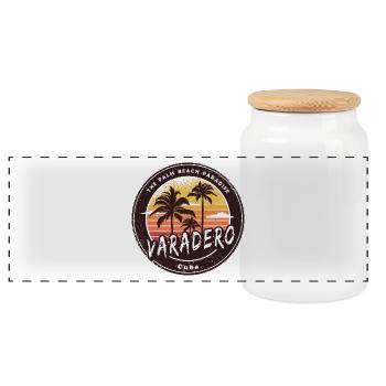 Varadero Cuba – Ambiance rétro de la plage - Boîte à biscuits avec couvercle en bois - blanc - Devant