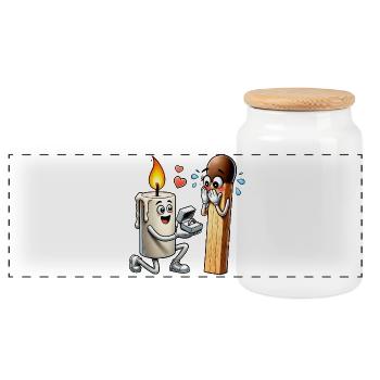 Bougie amour match - Boîte à biscuits avec couvercle en bois - blanc - Devant