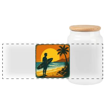 Surfer Surfen Cool Retro Surfer Vintage Surf - Panoramic Cookie Jar with Wooden Lid - white - Front