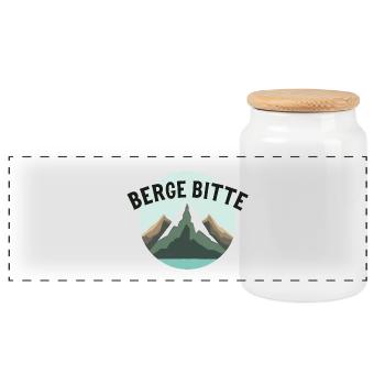 MOUNTAINS PLEASE - Amoureux de la montagne et randonneurs - Boîte à biscuits avec couvercle en bois - blanc - Devant