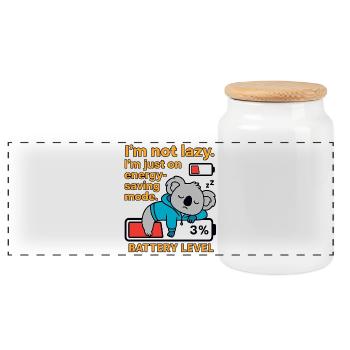 Koala en mode économie d’énergie - Boîte à biscuits avec couvercle en bois - blanc - Devant