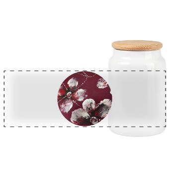 Floral design on accessories - Panoramic Cookie Jar with Wooden Lid - white - Front