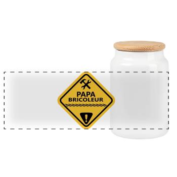 Handyman Dad - Panoramic Cookie Jar with Wooden Lid - white - Front