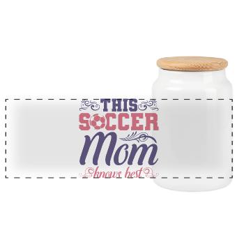 Maman Soccer - Boîte à biscuits avec couvercle en bois - blanc - Devant