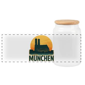 München - Panorama Keksdose mit Holzdeckel - Weiß - Vorne