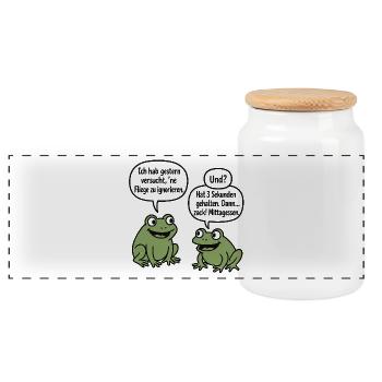 Humour de grenouille : la mouche ignore la blague - Boîte à biscuits avec couvercle en bois - blanc - Devant