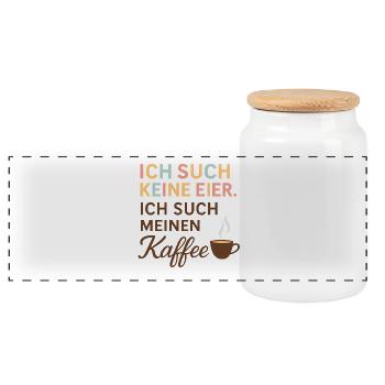 Je ne cherche pas un motif œuf-café - Boîte à biscuits avec couvercle en bois - blanc - Devant