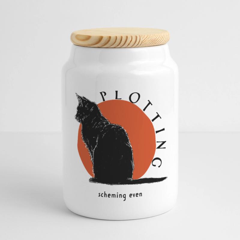 PLOTTING Panoramic Cookie Jar with Wooden Lid