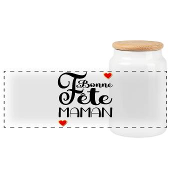 Bonne Fête Maman Amour - Boîte à biscuits avec couvercle en bois - blanc - Devant