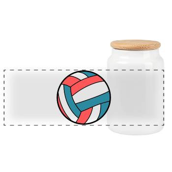 Wasserball Farben - Panorama Keksdose mit Holzdeckel - Weiß - Vorne