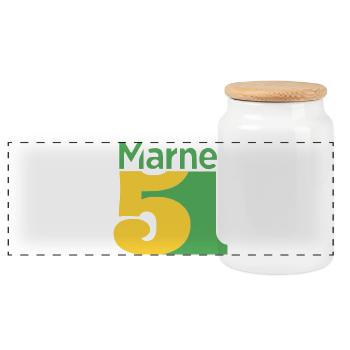 51 - Panoramic Cookie Jar with Wooden Lid - white - Front