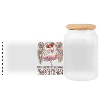 Ballerina sterbender Schwan Art Nouveau Geschenk - Panorama Keksdose mit Holzdeckel - Weiß - Vorne