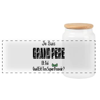 Je Suis Grand Père Toi Quel Est Ton Super Pouvoir - Boîte à biscuits avec couvercle en bois - blanc - Devant