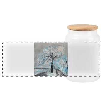 Winterlicher Baum in Aquarellstil - Panorama Keksdose mit Holzdeckel - Weiß - Vorne
