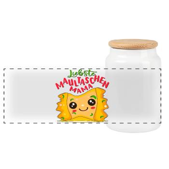 MUTTERTAG MAMA MAULTASCHEN - Panorama Keksdose mit Holzdeckel - Weiß - Vorne