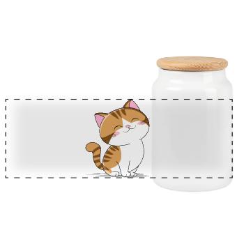 Cute little cat - Panoramic Cookie Jar with Wooden Lid - white - Front