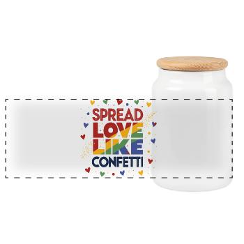 LGBTQIA+ Gay Pride T-Shirt Spread Love Like - Panorama Keksdose mit Holzdeckel - Weiß - Vorne