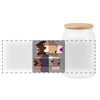 OUTCRY WOMEN VOTE DEMOCRACY - Panoramic Cookie Jar with Wooden Lid - white - Front