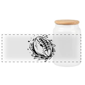 Ballon de football américain - Boîte à biscuits avec couvercle en bois - blanc - Devant