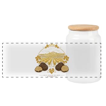 Italian Truffle Festival - Panoramic Cookie Jar with Wooden Lid - white - Front
