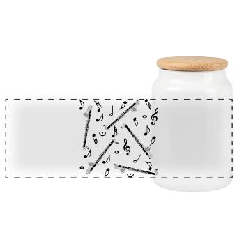 Notes de musique pour clarinette basse - Boîte à biscuits avec couvercle en bois - blanc - Devant