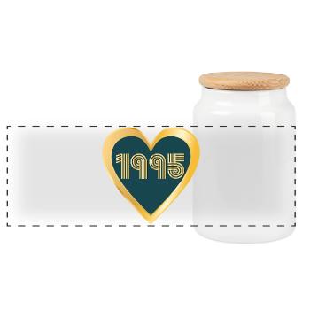HEART YEAR 1995 - Panoramic Cookie Jar with Wooden Lid - white - Front