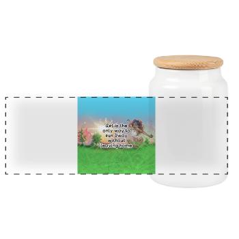 Kunst als Flucht Inspirierendes Design - Panorama Keksdose mit Holzdeckel - Weiß - Vorne